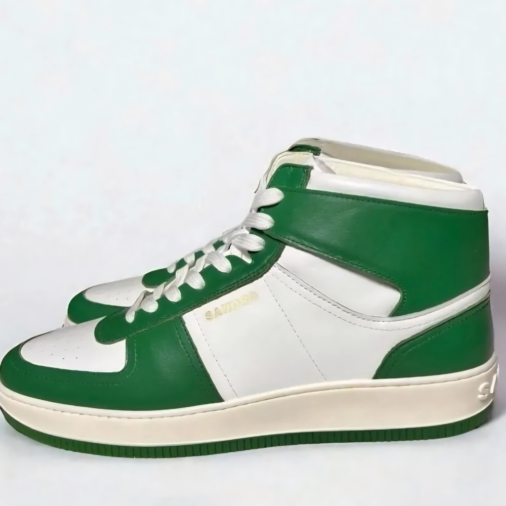Sandro Men's Green and White High-Top Sneakers